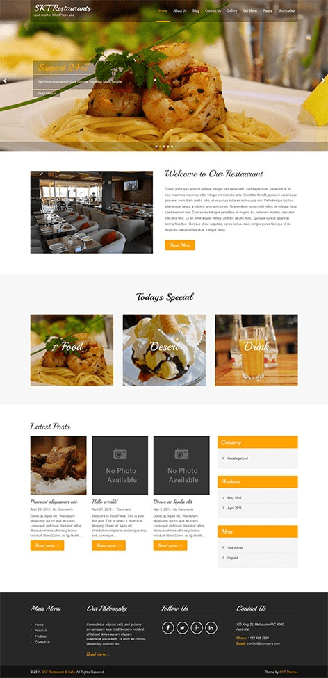 Restaurant Lite - Plantilla WordPress Gratis para restaurante